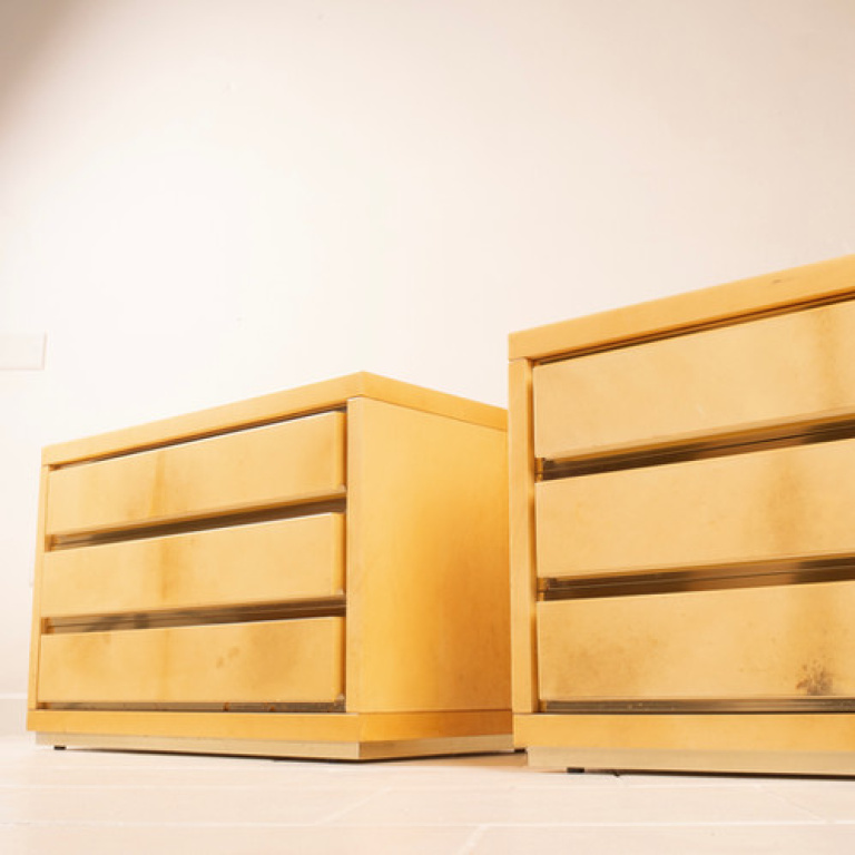 Pair of parchment bedside tables by Aldo Tura for Tura Milano - Image 2