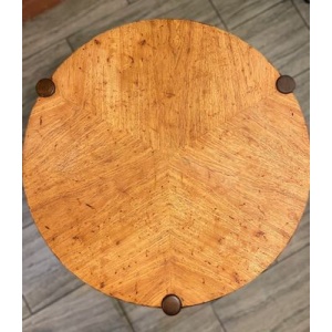1950's Round three legged drum table in the style of Wormley for Dunbar