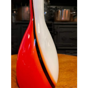 Mid-Century Murano Luciano Vistosi Red-White-Black Glass Pendant Lampshades