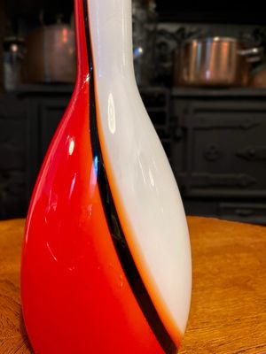 Mid-Century Murano Luciano Vistosi Red-White-Black Glass Pendant Lampshades