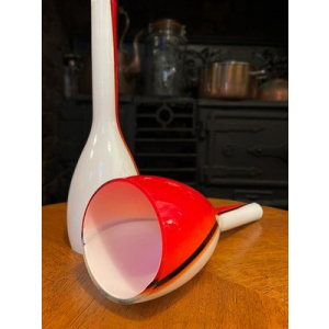 Mid-Century Murano Luciano Vistosi Red-White-Black Glass Pendant Lampshades