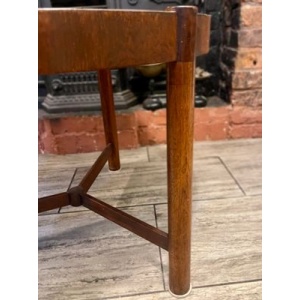 1950's Round three legged drum table in the style of Wormley for Dunbar