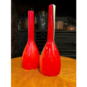 Mid-Century Murano Luciano Vistosi Red-White-Black Glass Pendant Lampshades
