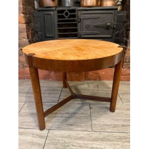 1950's Round three legged drum table in the style of Wormley for Dunbar