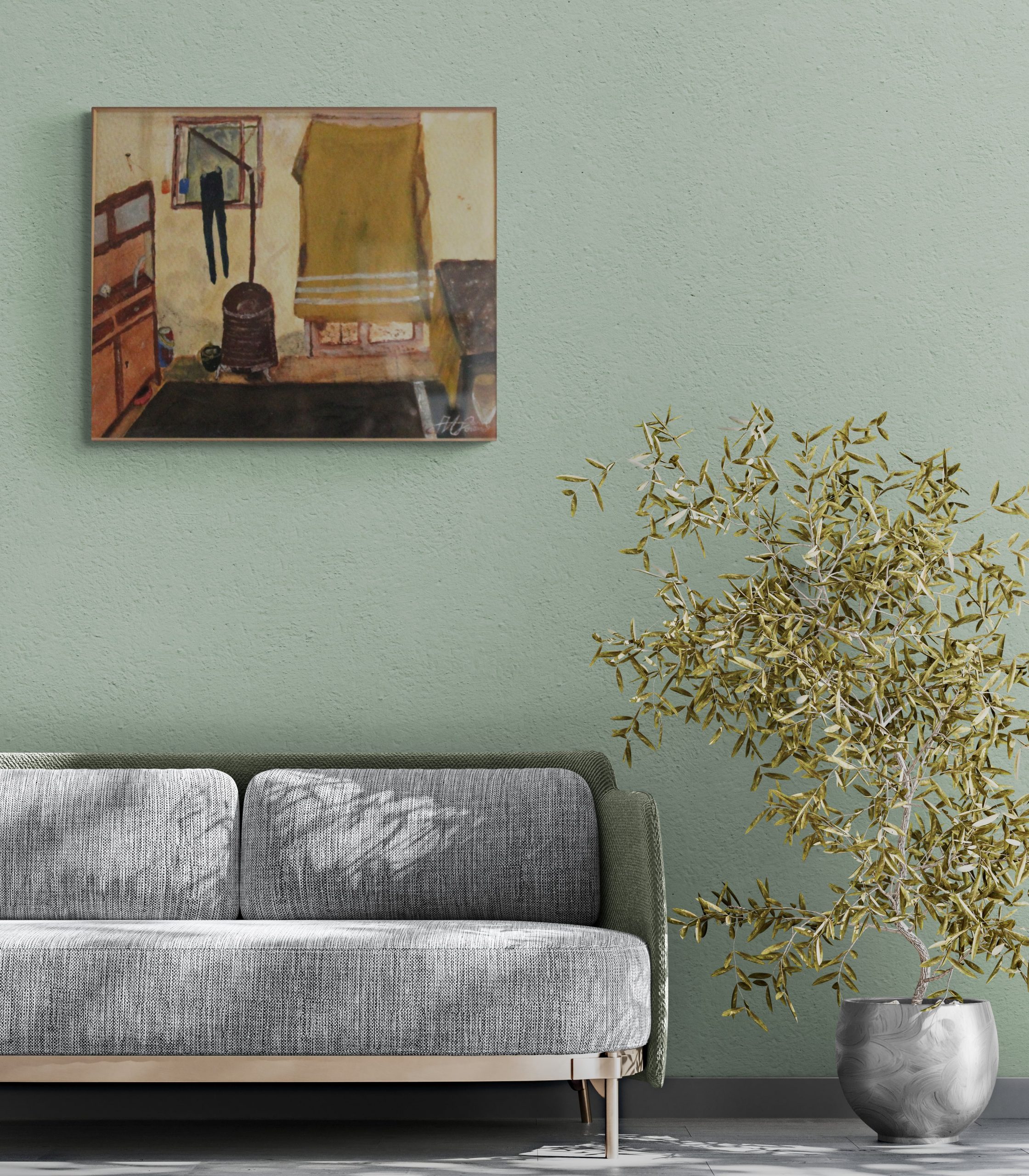 Vintage Spanish cottage interior painting