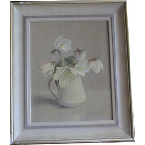 Anna Hornby still life painting of chrismas roses
