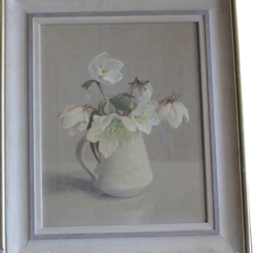 Anna Hornby still life painting of chrismas roses
