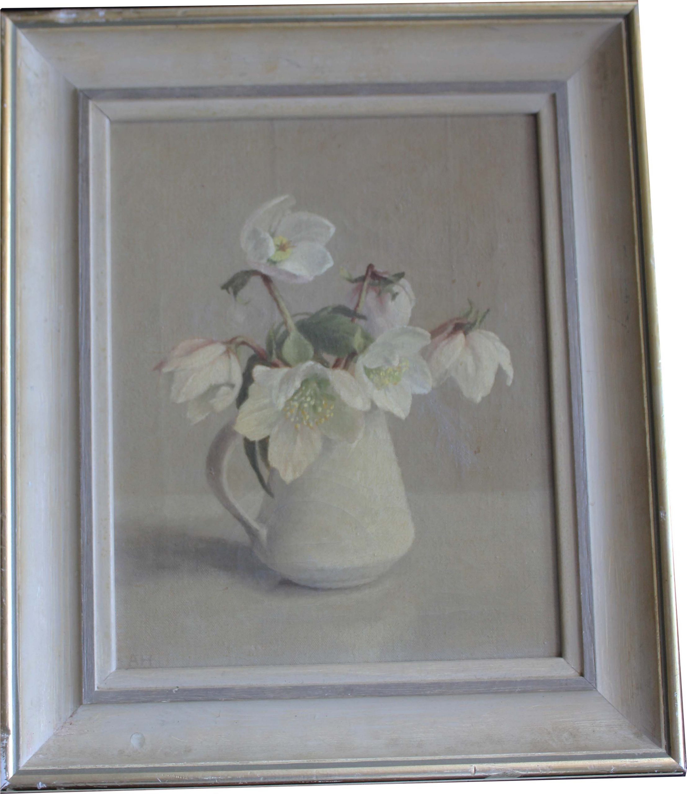 Anna Hornby still life painting of chrismas roses