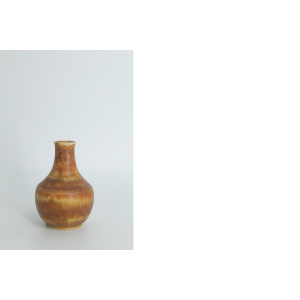 Mid-Century Scandinavian Modern Collectible Small Brown Stoneware Vase by Gunnar Borg for Höganäs Keramik, 1960s