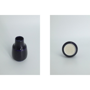 Mid-Century Scandinavian Modern Collectible Small Dark Navy Blue Stoneware Vase by Gunnar Borg for Höganäs Keramik, 1960s