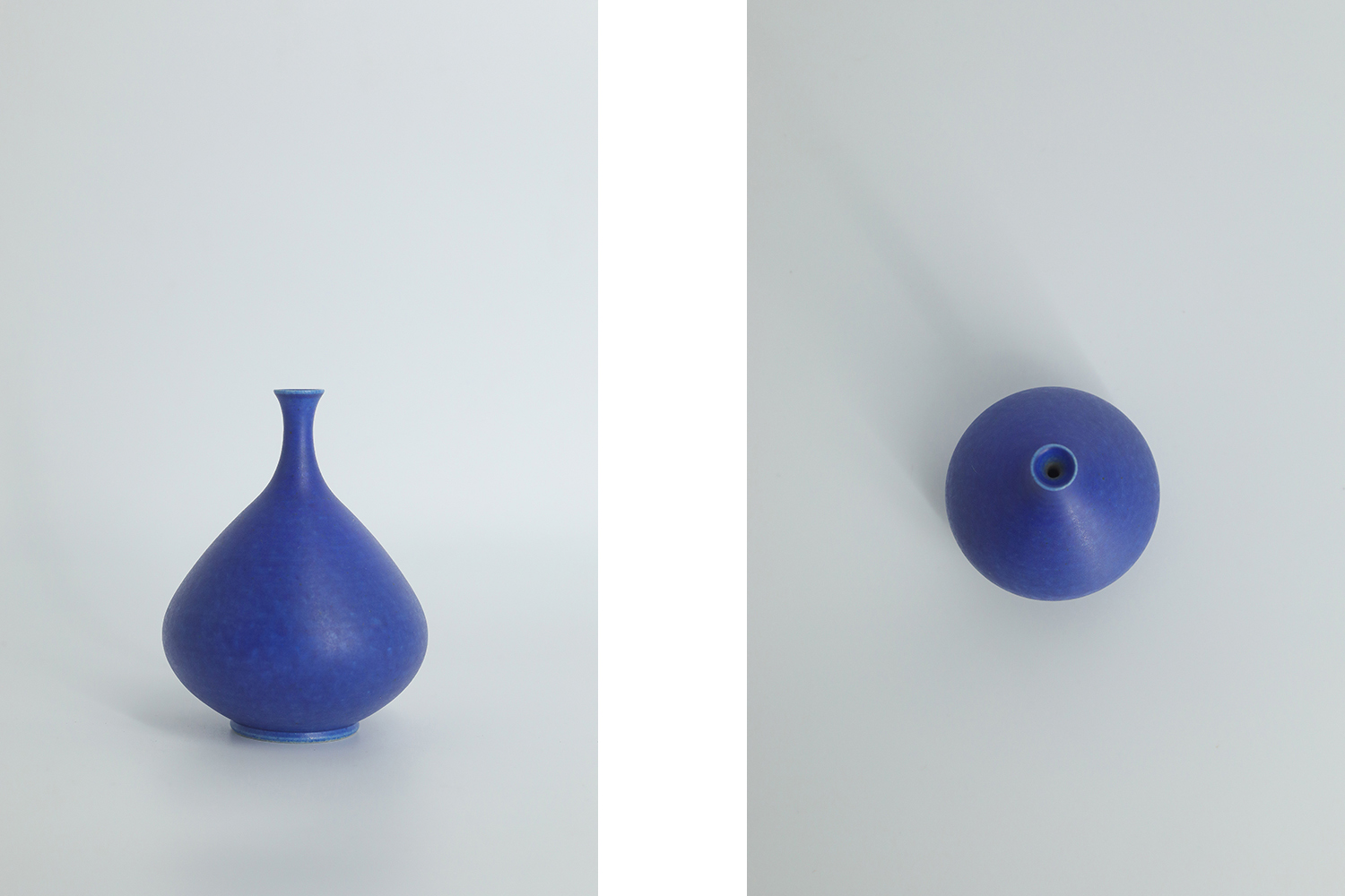 Mid-Century Scandinavian Modern Collectible Small Cobalt Stoneware Vase by Gunnar Borg for Höganäs Keramik, 1960s