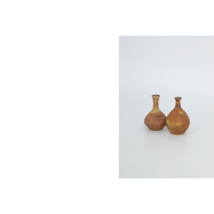 Small Mid-Century Scandinavian Modern Collectible Double Brown Stoneware Vase by Gunnar Borg for Höganäs Keramik, 1960s
