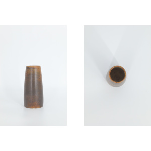 Small Mid-Century Scandinavian Modern Collectible Chocolate Stoneware Vase by Gunnar Borg for Höganäs Keramik, 1960s