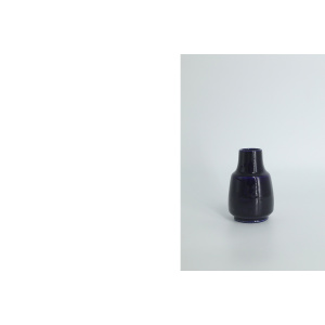 Mid-Century Scandinavian Modern Collectible Small Dark Navy Blue Stoneware Vase by Gunnar Borg for Höganäs Keramik, 1960s