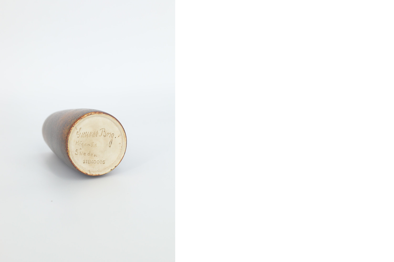 Small Mid-Century Scandinavian Modern Collectible Chocolate Stoneware Vase by Gunnar Borg for Höganäs Keramik, 1960s