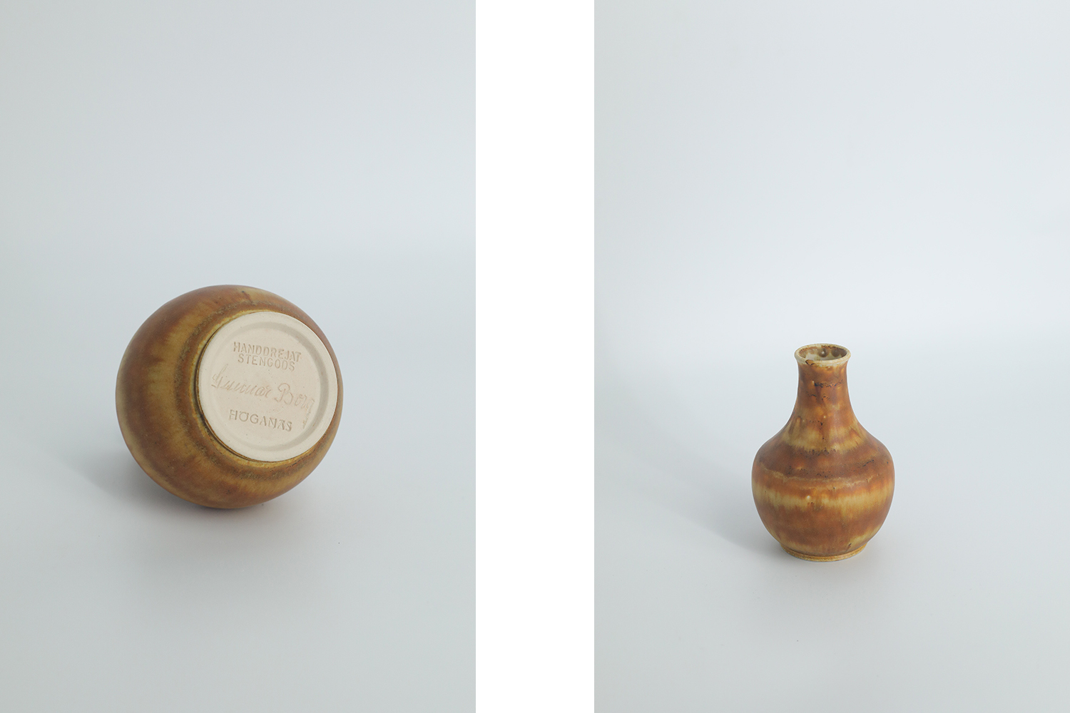 Mid-Century Scandinavian Modern Collectible Small Brown Stoneware Vase by Gunnar Borg for Höganäs Keramik, 1960s