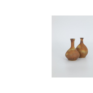 Small Mid-Century Scandinavian Modern Collectible Double Brown Stoneware Vase by Gunnar Borg for Höganäs Keramik, 1960s