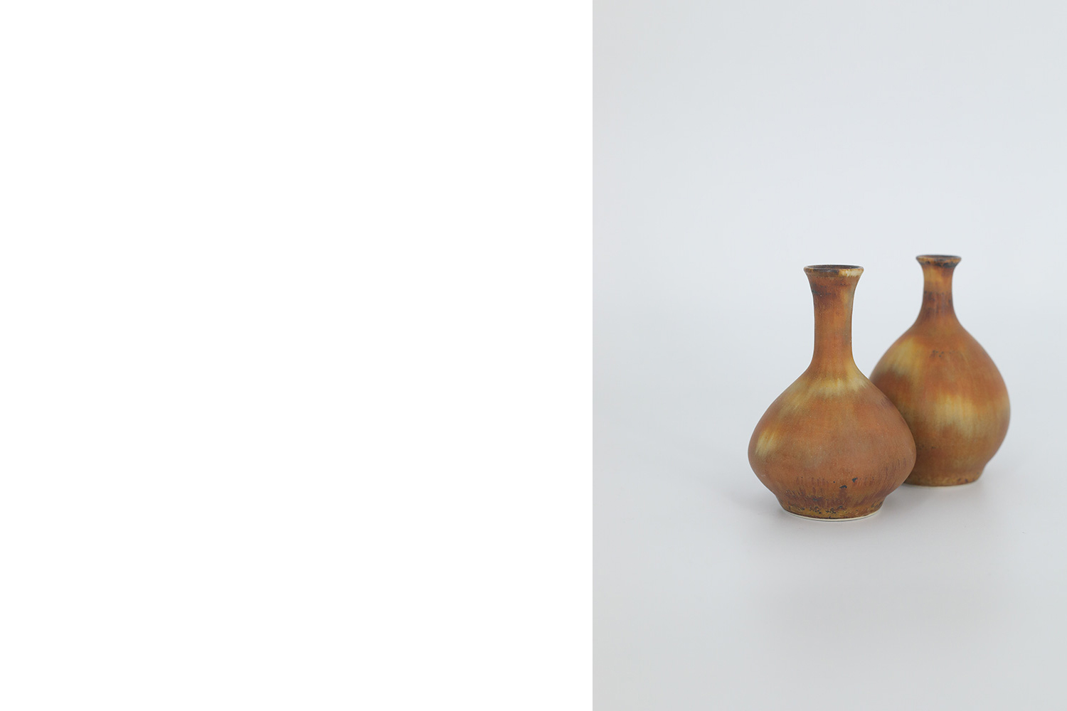 Small Mid-Century Scandinavian Modern Collectible Double Brown Stoneware Vase by Gunnar Borg for Höganäs Keramik, 1960s