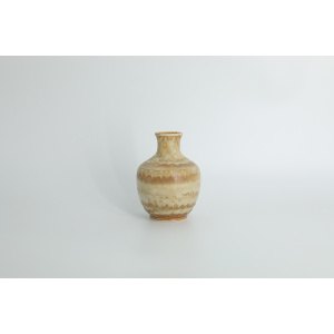 Mid-Century Scandinavian Modern Collectible Small Beige Stoneware Vase by Gunnar Borg for Höganäs Keramik, 1960s