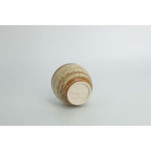 Mid-Century Scandinavian Modern Collectible Small Beige Stoneware Vase by Gunnar Borg for Höganäs Keramik, 1960s