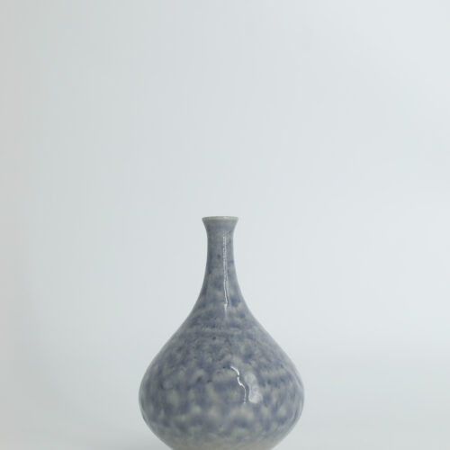 Mid-Century Scandinavian Modern Collectible Small Azure Stoneware Vase by Gunnar Borg for Höganäs Keramik, 1960s