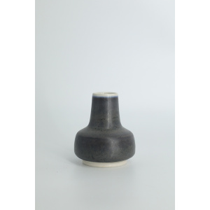 Mid-Century Scandinavian Modern Collectible Small Anthracite Stoneware Vase by Gunnar Borg for Höganäs Keramik, 1960s