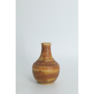 Mid-Century Scandinavian Modern Collectible Small Brown Stoneware Vase by Gunnar Borg for Höganäs Keramik, 1960s