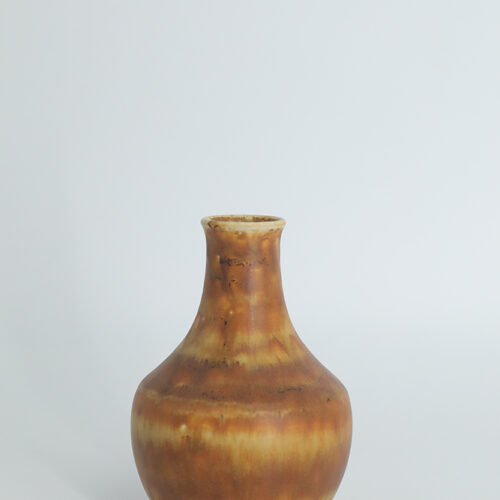 Mid-Century Scandinavian Modern Collectible Small Brown Stoneware Vase by Gunnar Borg for Höganäs Keramik, 1960s