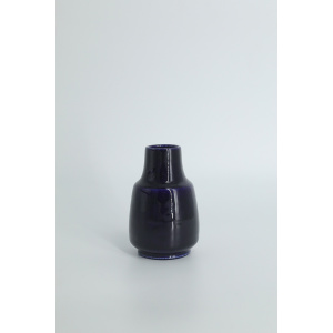 Mid-Century Scandinavian Modern Collectible Small Dark Navy Blue Stoneware Vase by Gunnar Borg for Höganäs Keramik, 1960s