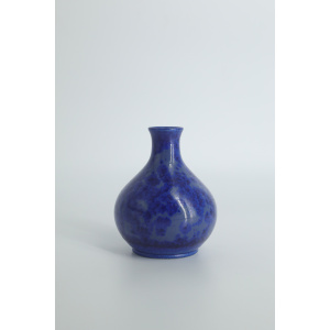 Small Mid-Century Scandinavian Modern Collectible Sapphire Stoneware Vase No. 14-11-2000 by Gunnar Borg for Höganäs Ceramics, 1960s