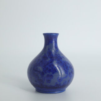 Small Mid-Century Scandinavian Modern Collectible Sapphire Stoneware Vase No. 14-11-2000 by Gunnar Borg for Höganäs Ceramics, 1960s