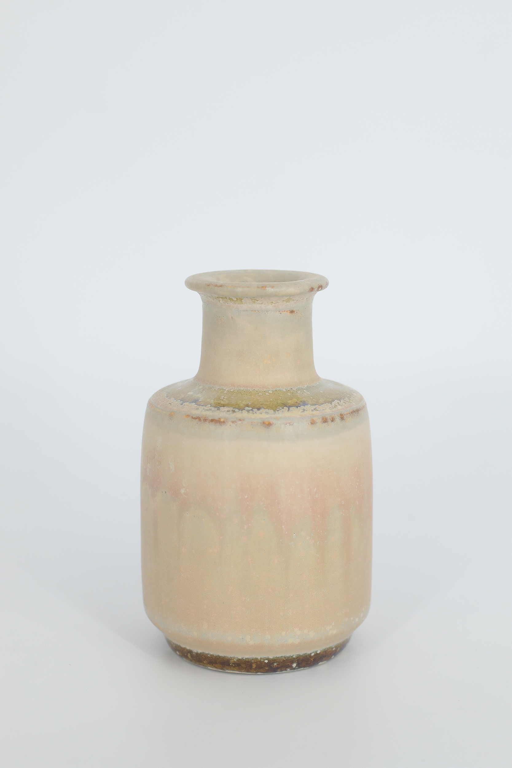 Small Mid-Century Scandinavian Modern Collectible Sand Stoneware Vase by Gunnar Borg for Höganäs Keramik, 1960s