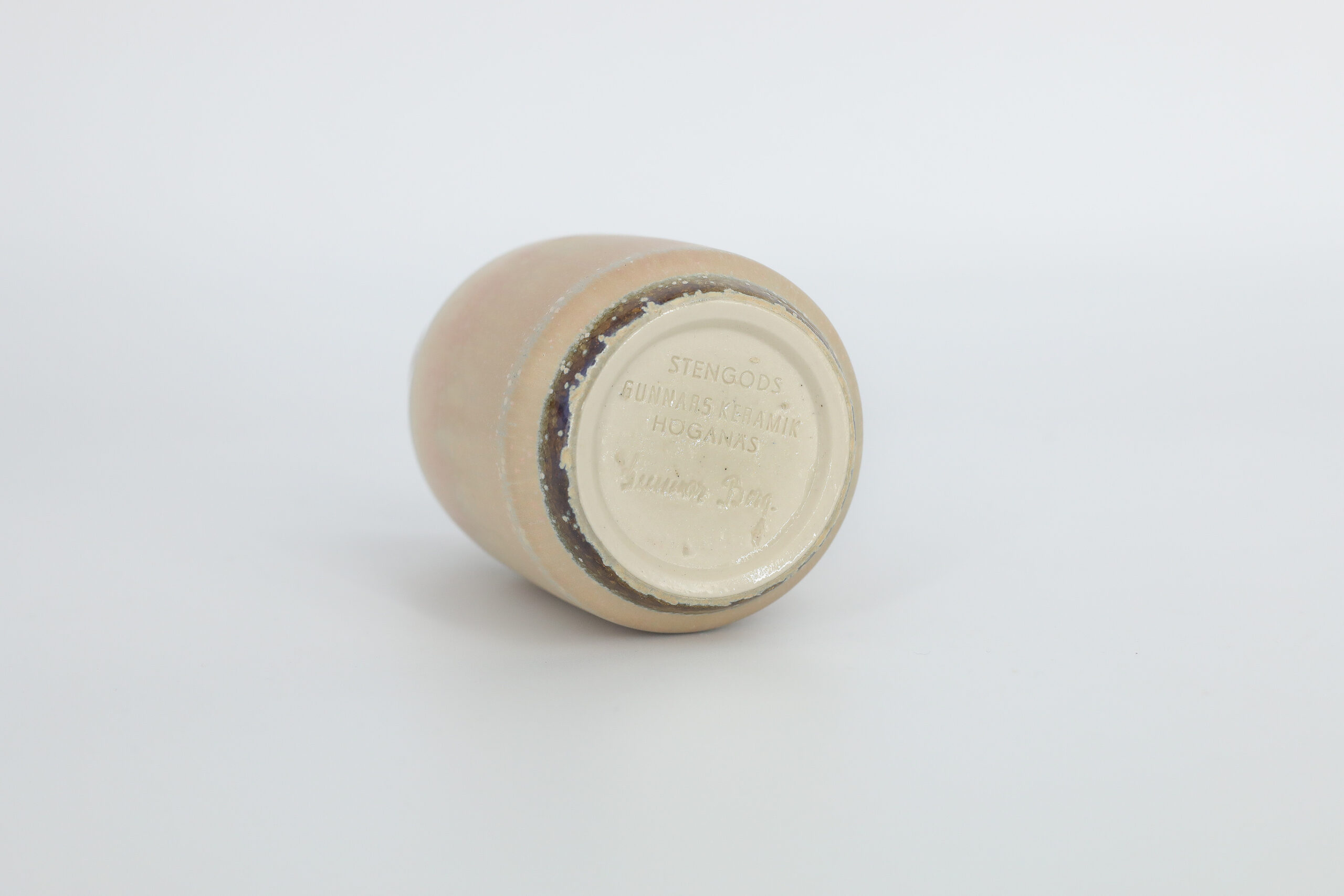 Small Mid-Century Scandinavian Modern Collectible Sand Stoneware Vase by Gunnar Borg for Höganäs Keramik, 1960s