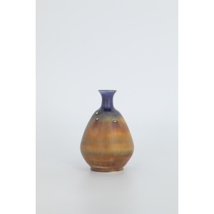 Small Mid-Century Scandinavian Modern Collectible Blue & Brown Stoneware Vase by Gunnar Borg for Höganäs Keramik, 1960s
