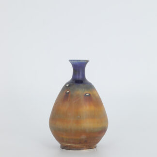 Small Mid-Century Scandinavian Modern Collectible Blue & Brown Stoneware Vase by Gunnar Borg for Höganäs Keramik, 1960s