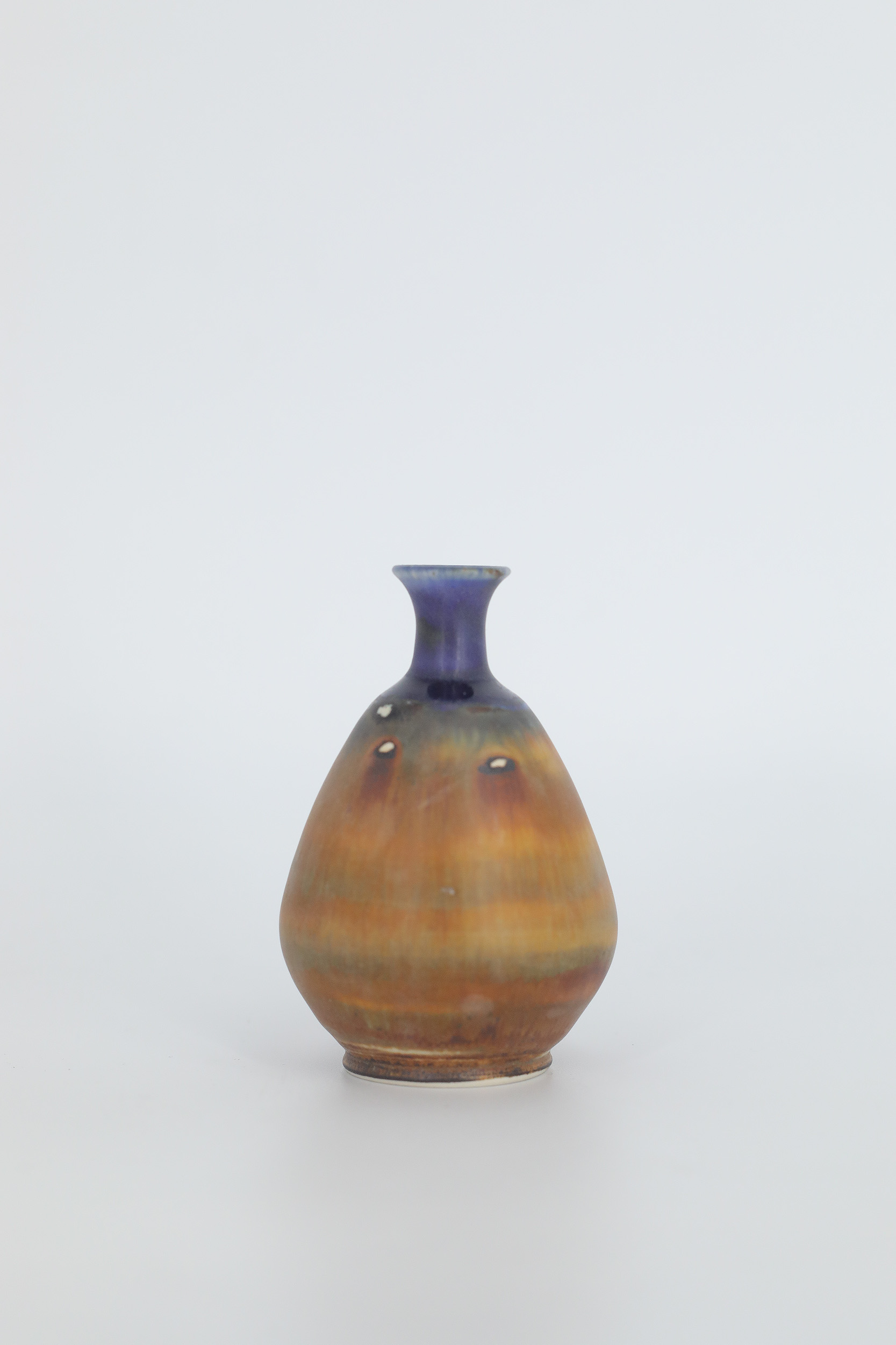 Small Mid-Century Scandinavian Modern Collectible Blue & Brown Stoneware Vase by Gunnar Borg for Höganäs Keramik, 1960s