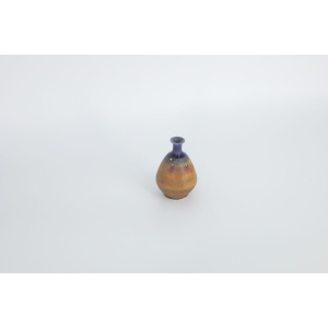 Small Mid-Century Scandinavian Modern Collectible Blue & Brown Stoneware Vase by Gunnar Borg for Höganäs Keramik, 1960s