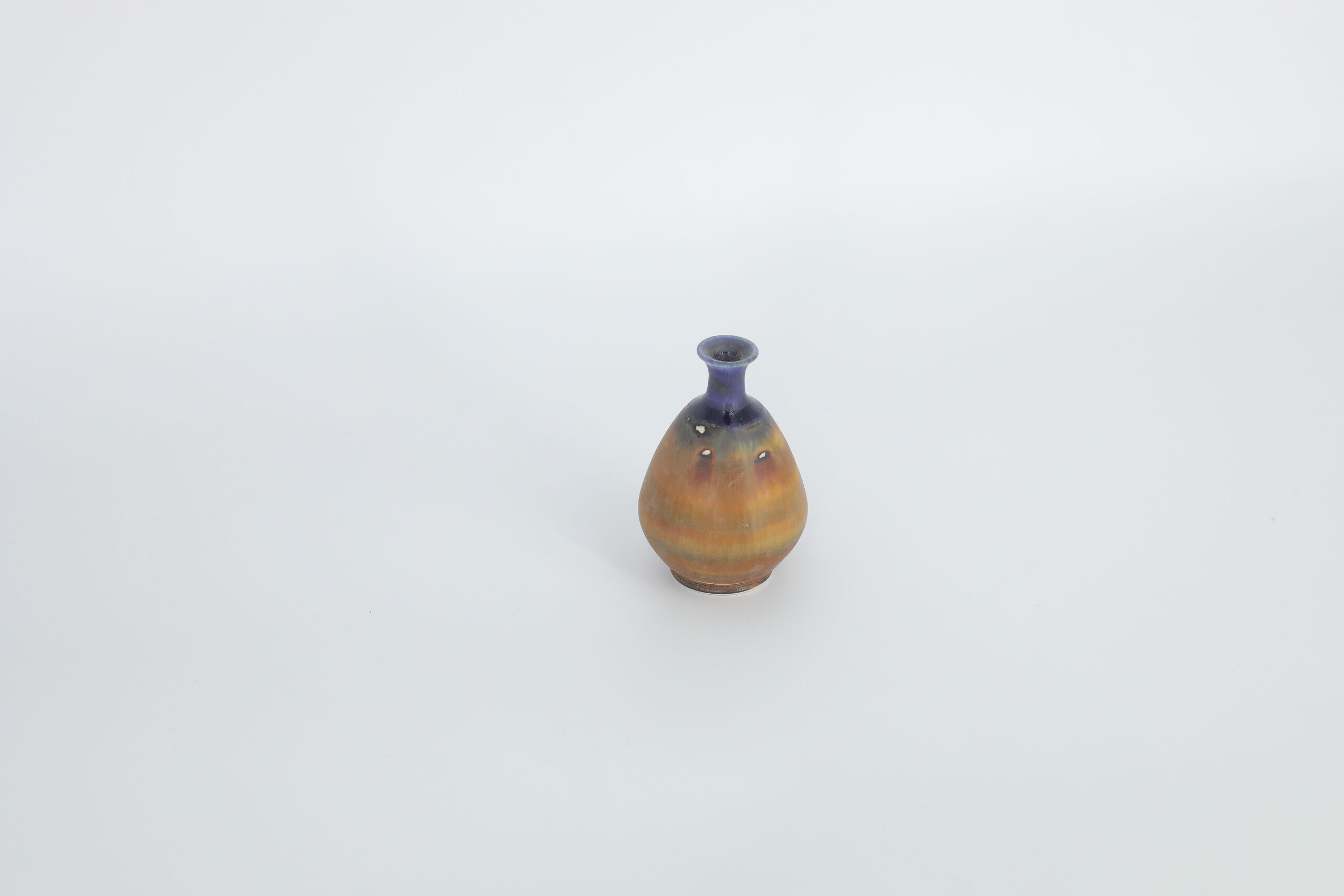 Small Mid-Century Scandinavian Modern Collectible Blue & Brown Stoneware Vase by Gunnar Borg for Höganäs Keramik, 1960s