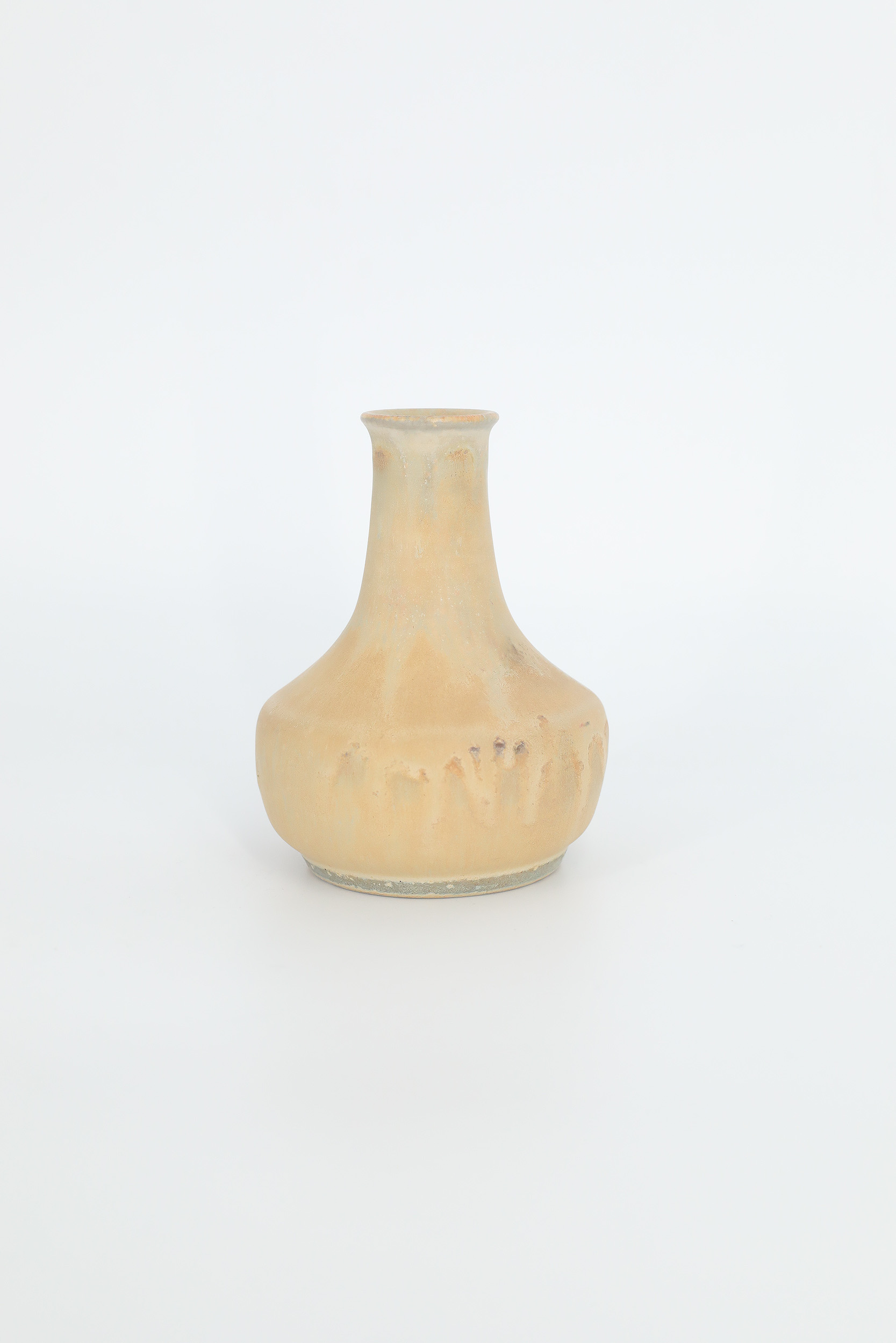 Small Mid-Century Scandinavian Modern Collectible Sandy Brown Stoneware Vase by Gunnar Borg for Höganäs Keramik, 1960s