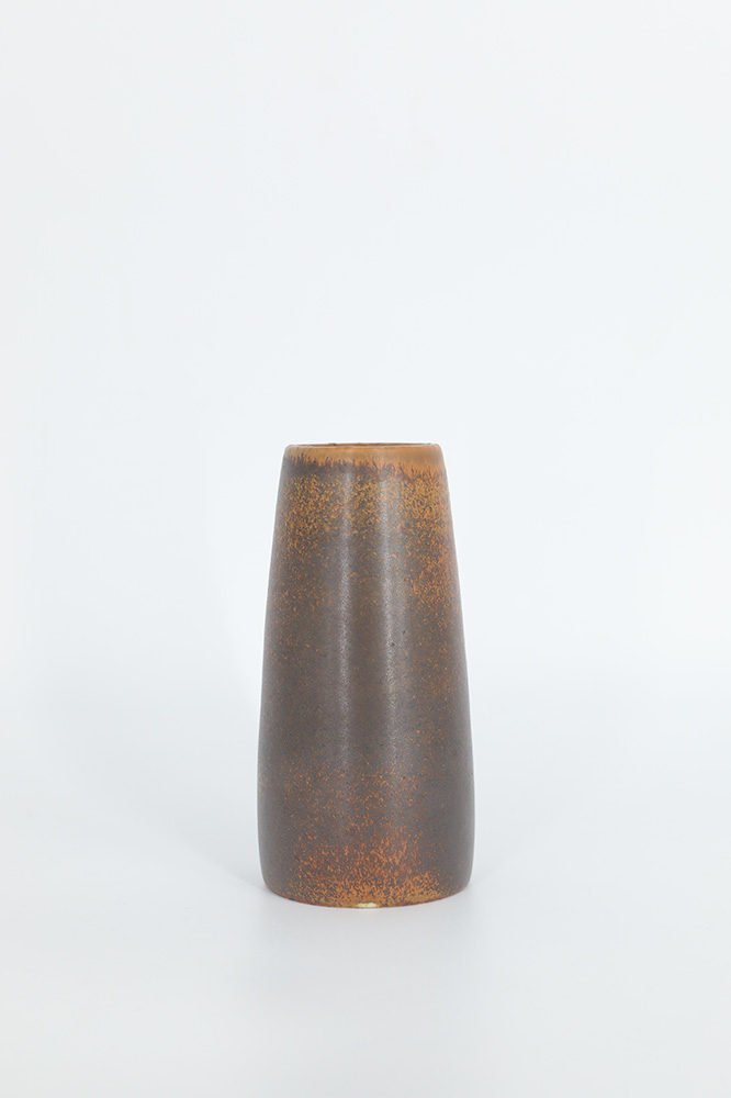 Small Mid-Century Scandinavian Modern Collectible Chocolate Stoneware Vase by Gunnar Borg for Höganäs Keramik, 1960s