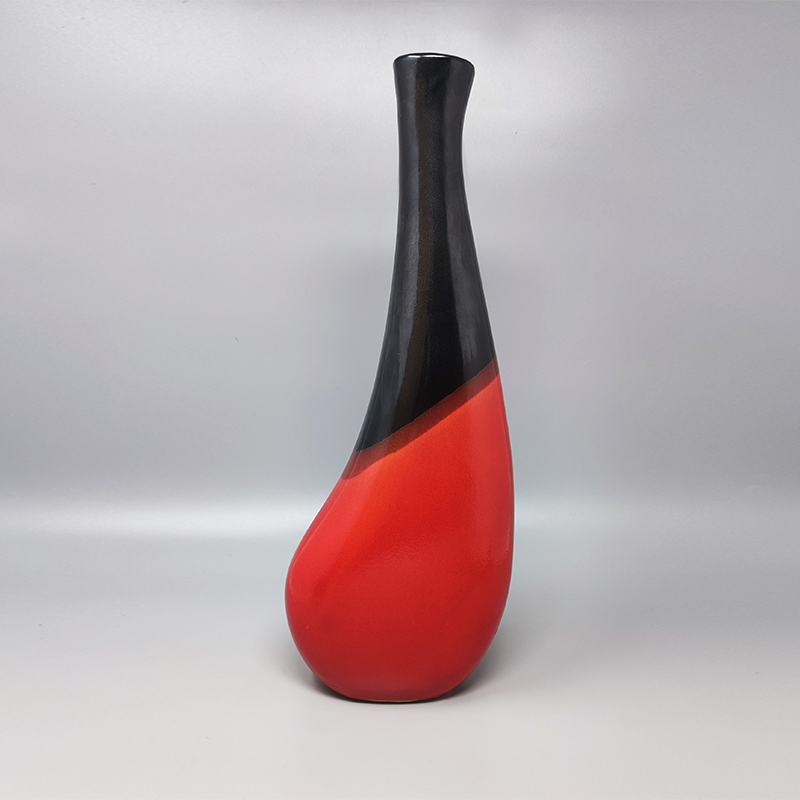 1970s Big Red Vase by Marei Ceramic. Made in Germany