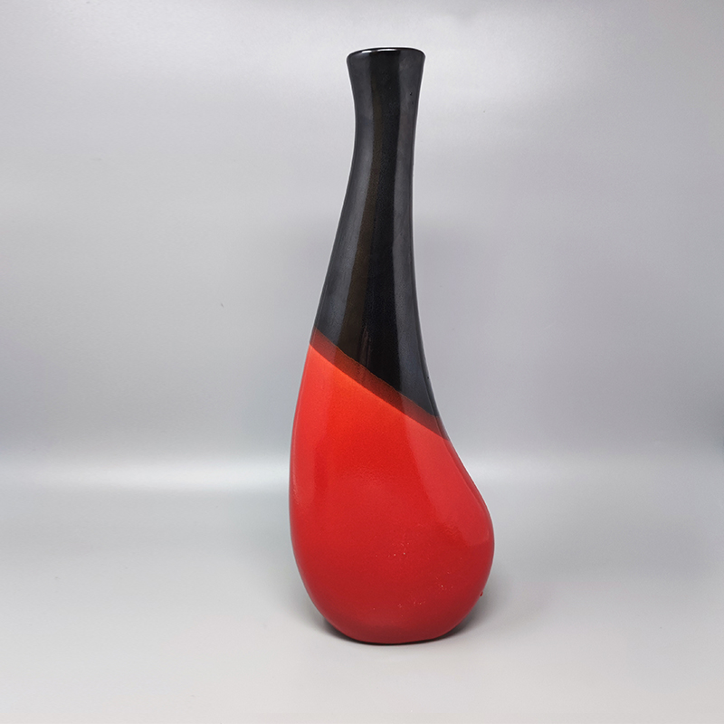 1970s Big Red Vase by Marei Ceramic. Made in Germany