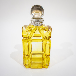 Victorian Silver & Yellow Glass Scent Bottle