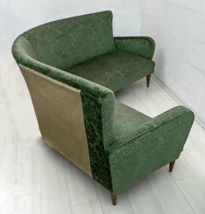Mid-Century Modern Italian Damask Velvet Corner Sofa, 1950s - Image 9