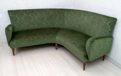Mid-Century Modern Italian Damask Velvet Corner Sofa, 1950s - Image 5