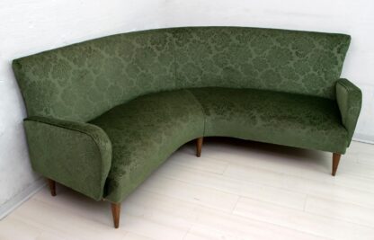 Mid-Century Modern Italian Damask Velvet Corner Sofa, 1950s - Image 2