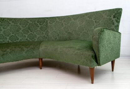 Mid-Century Modern Italian Damask Velvet Corner Sofa, 1950s - Image 8