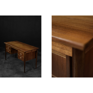 Vintage Mid-Century Classic Scandinavian Modern Teak Wood Desk with Drawers, 1960s