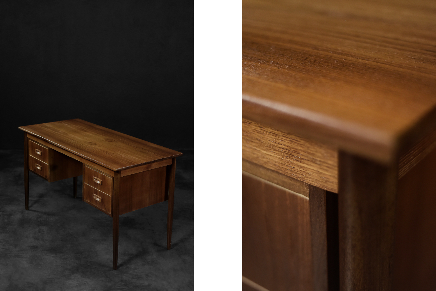 Vintage Mid-Century Classic Scandinavian Modern Teak Wood Desk with Drawers, 1960s