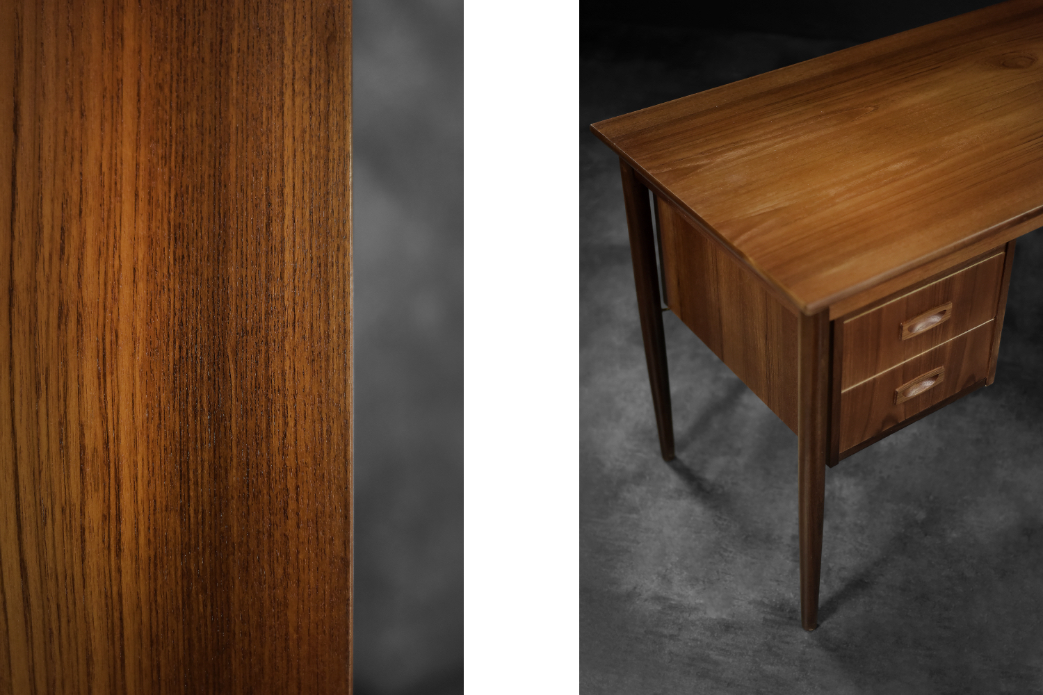 Vintage Mid-Century Classic Scandinavian Modern Teak Wood Desk with Drawers, 1960s